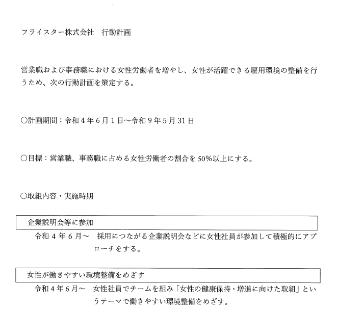 20220520女性活躍推進法に基づく一般事業主行動計画